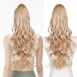 26 Inch Ponytail Extension for Women, Blonde with White Blonde